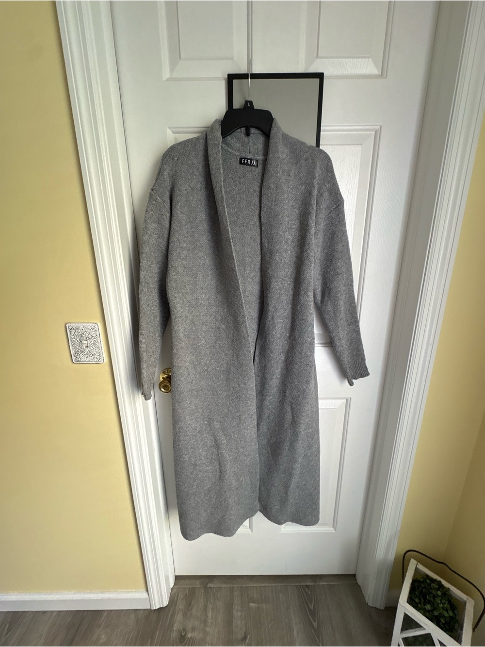 FRIJA Light Grey Long Open Front Cardigan